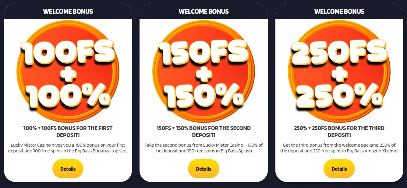 Lucky Mister Casino welcome promotions banner